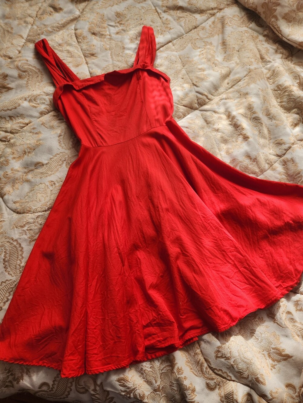 Red Organic Cotton Fair Trade People Tree Dress size UK 10 US 4